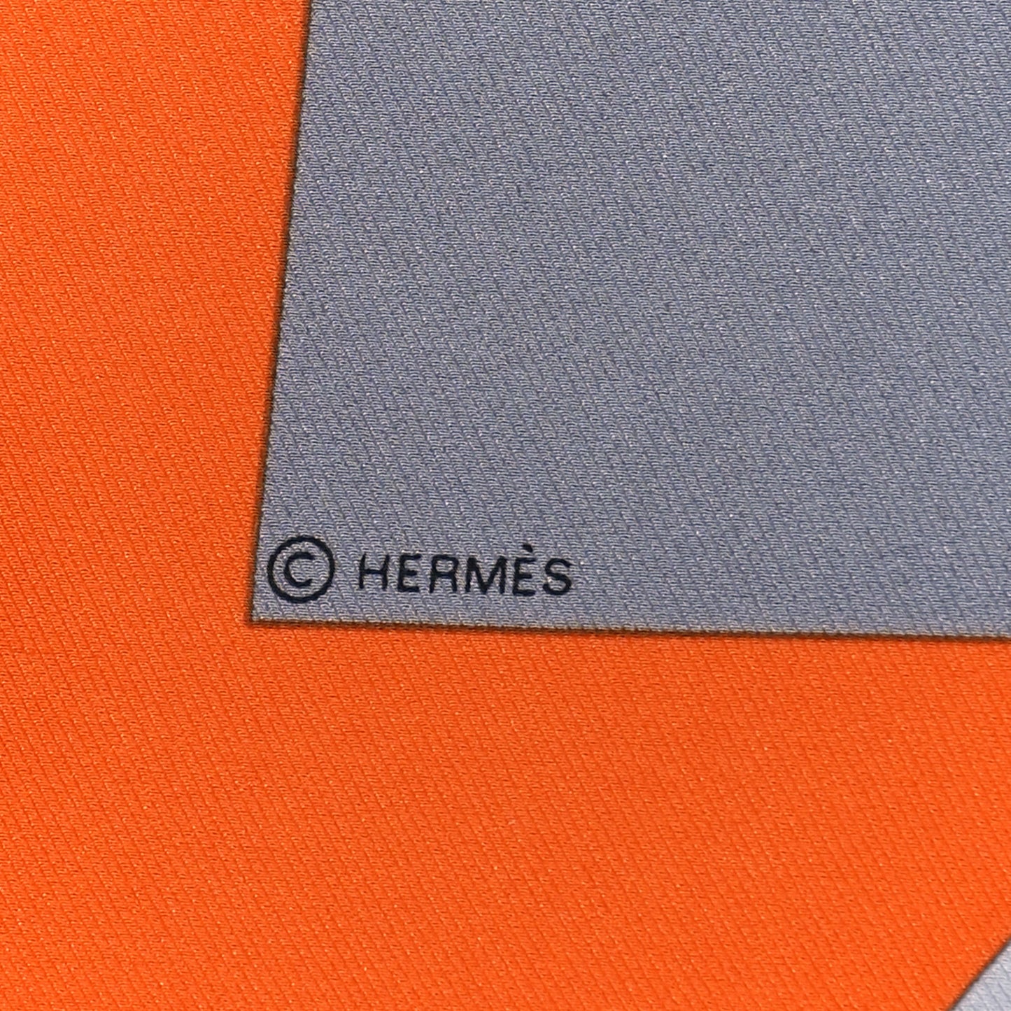 Silk Vintage Her-Mes Pocket Square Gris Pale Orange Gris