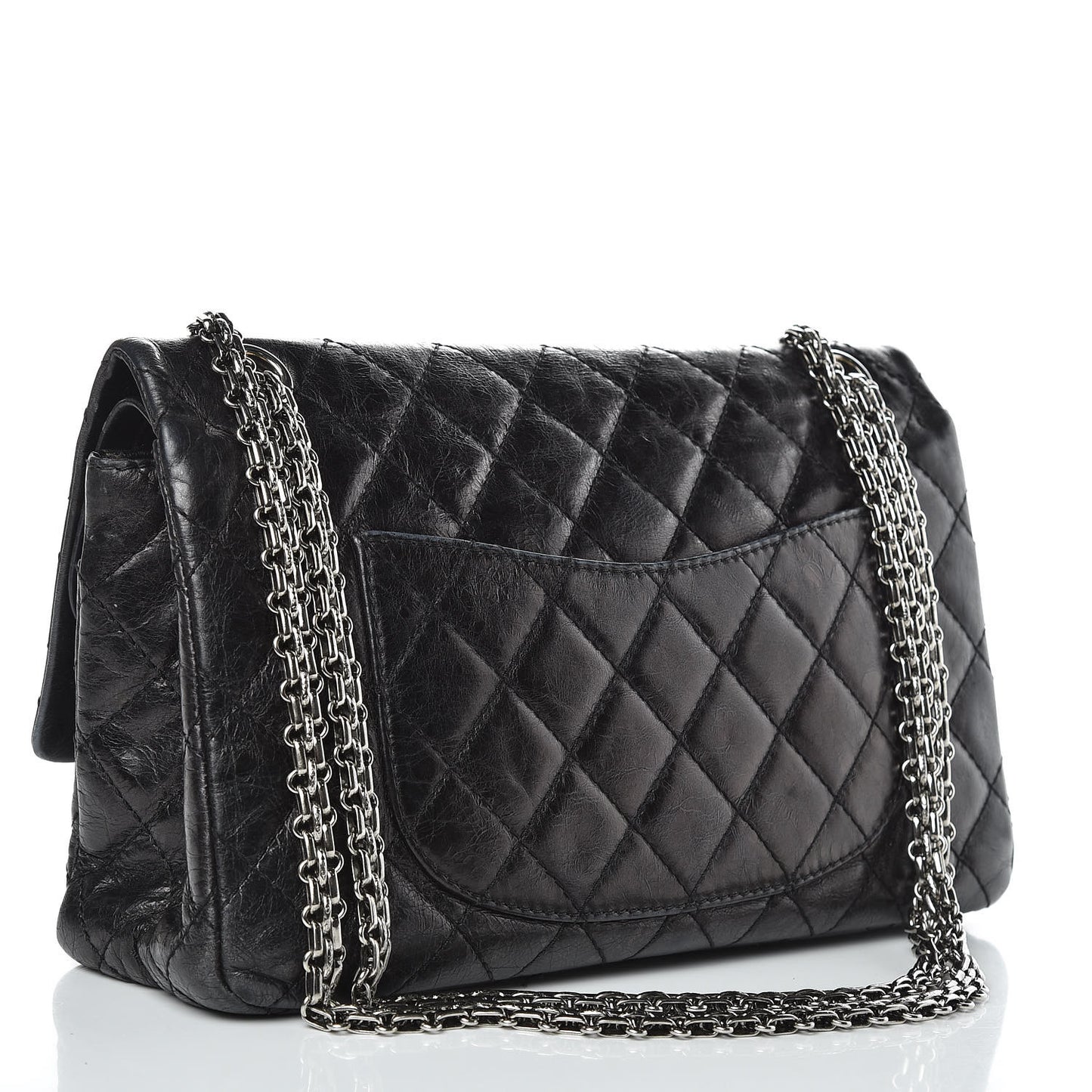 Metallic Aged Calfskin Quilted 2.55 Reissue 226 Flap Black