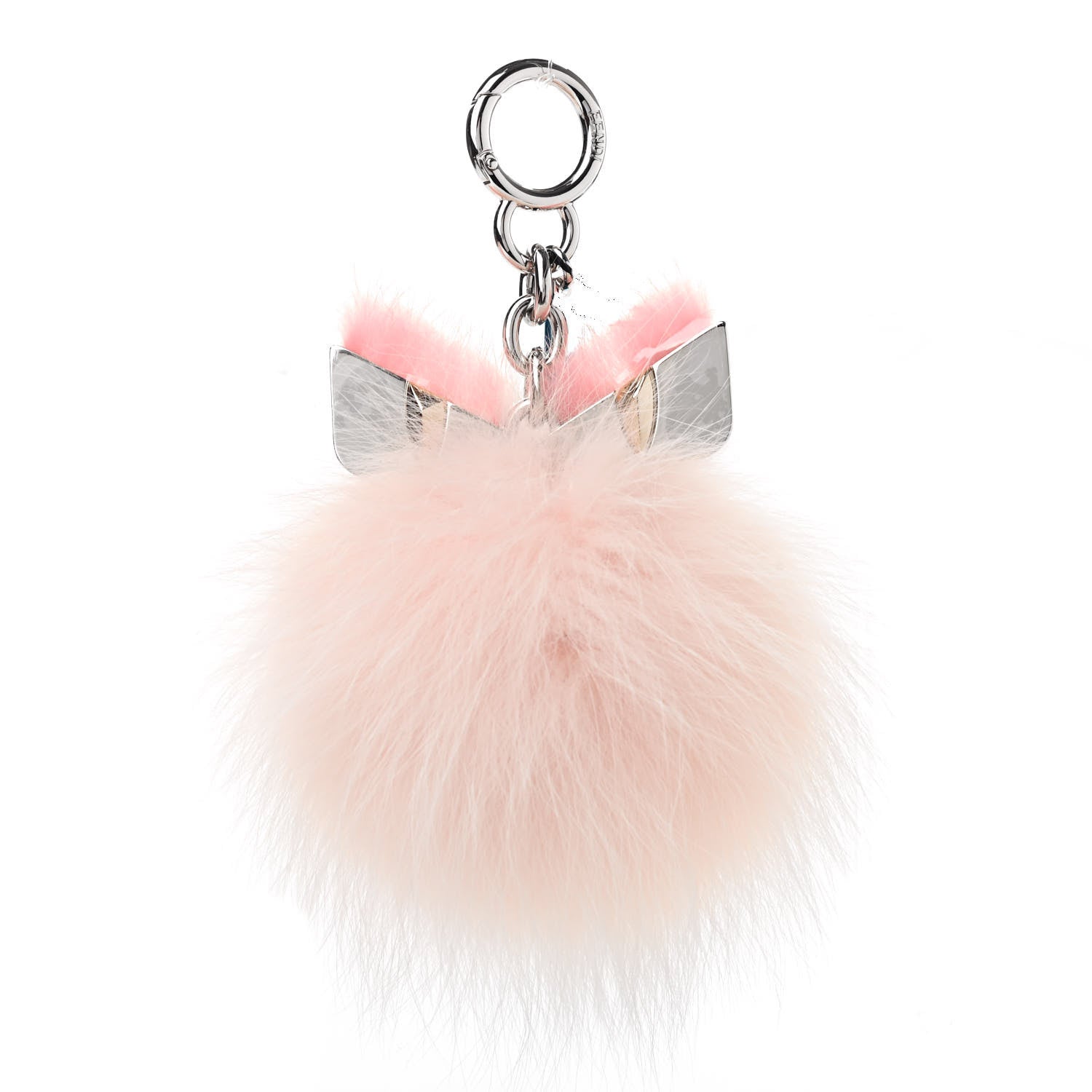Fendi Metal Fox Mink Fur Monster Eyes Pom Pom Bag Charm Pink 1 of 3