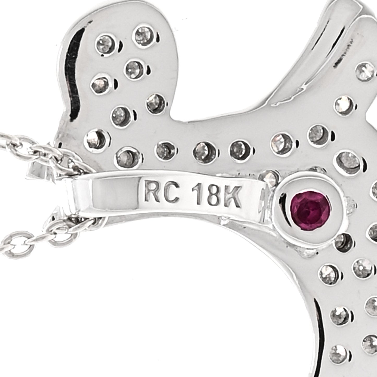 18K White Gold Diamond Scottie Dog Pendant Necklace