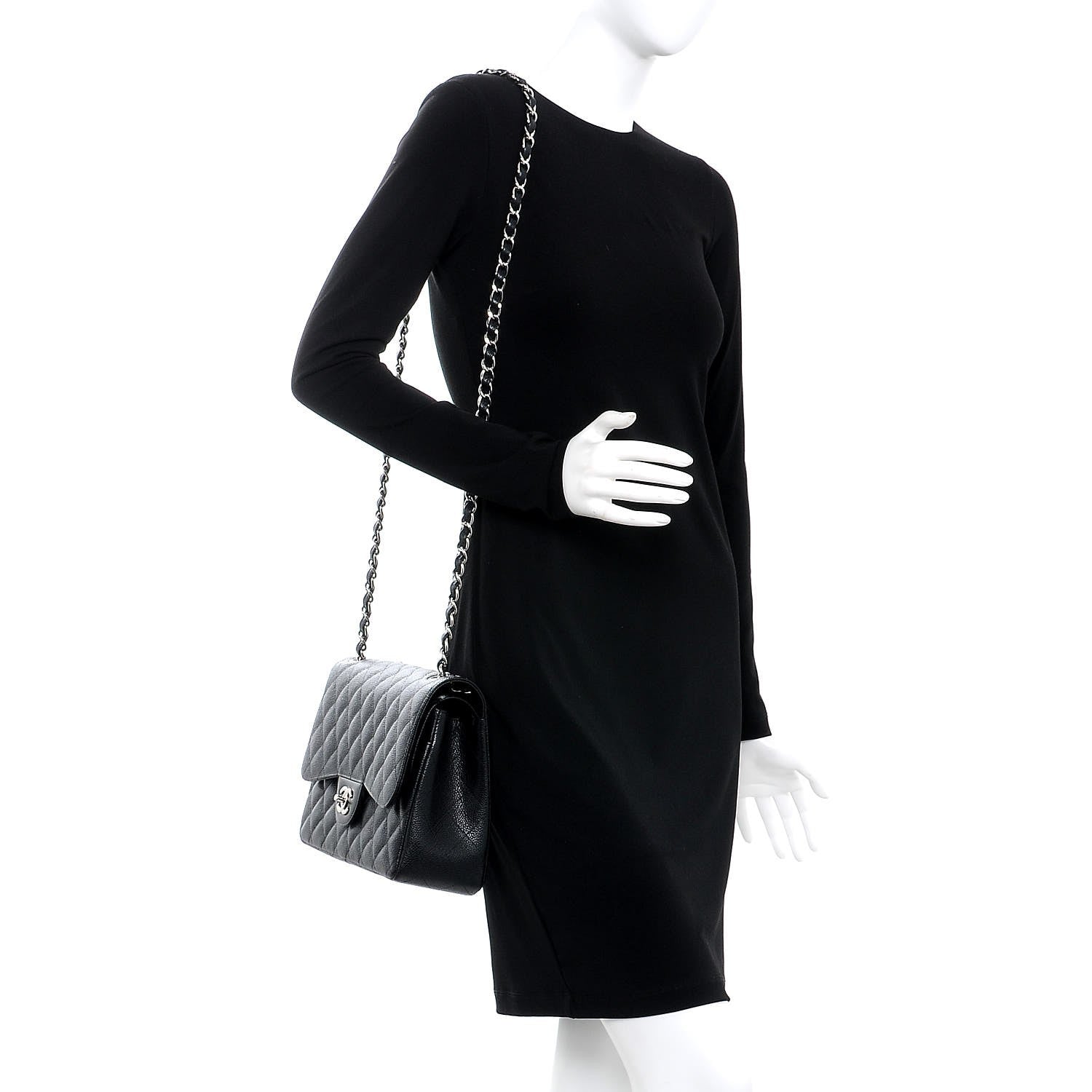 Chanel Caviar Quilted Jumbo Double Flap Black 2 of 9