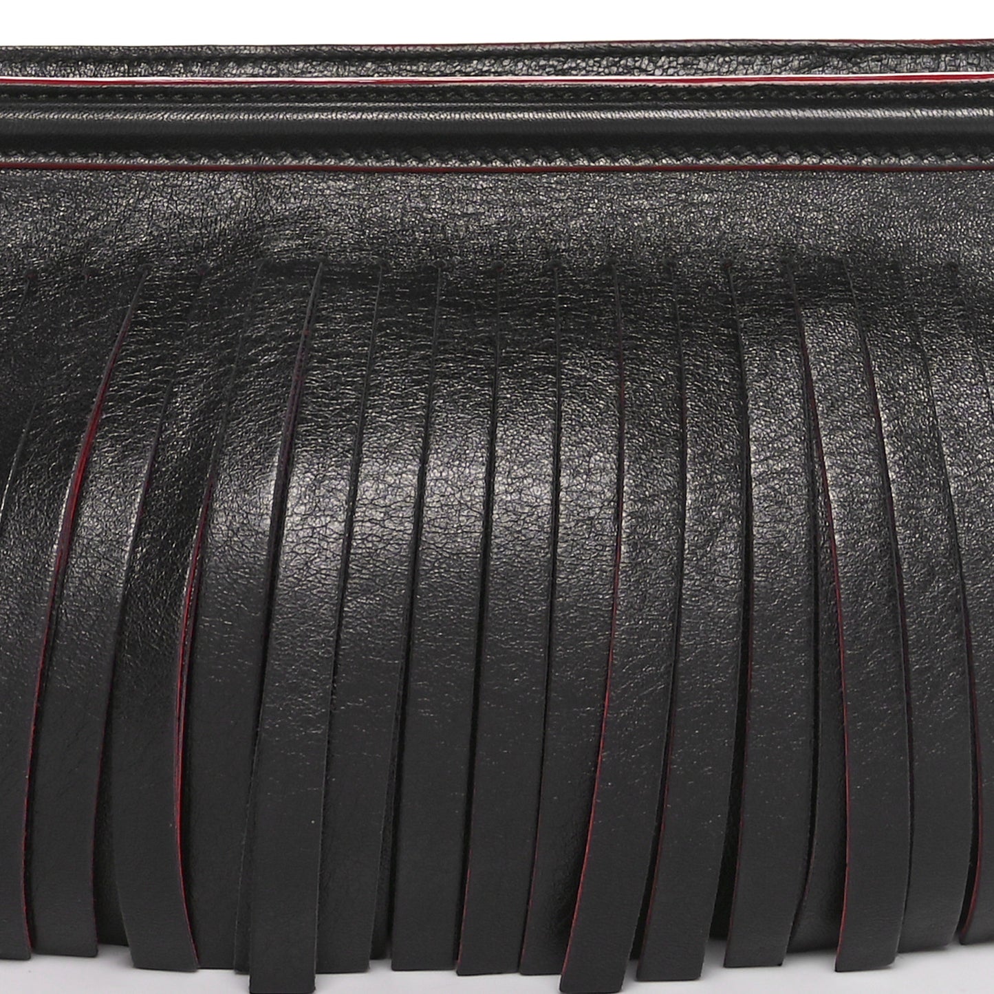 Nappa Frange Wristlet Clutch Black Fuoco