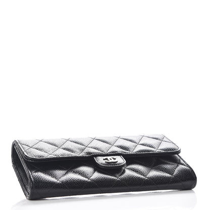 Chanel Caviar Quilted Large Gusset Flap Wallet Black 4 of 9