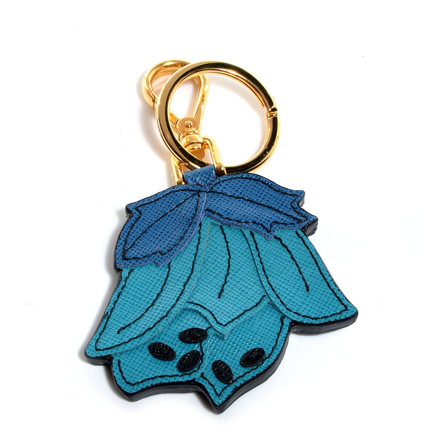Saffiano Flower Keychain Blue