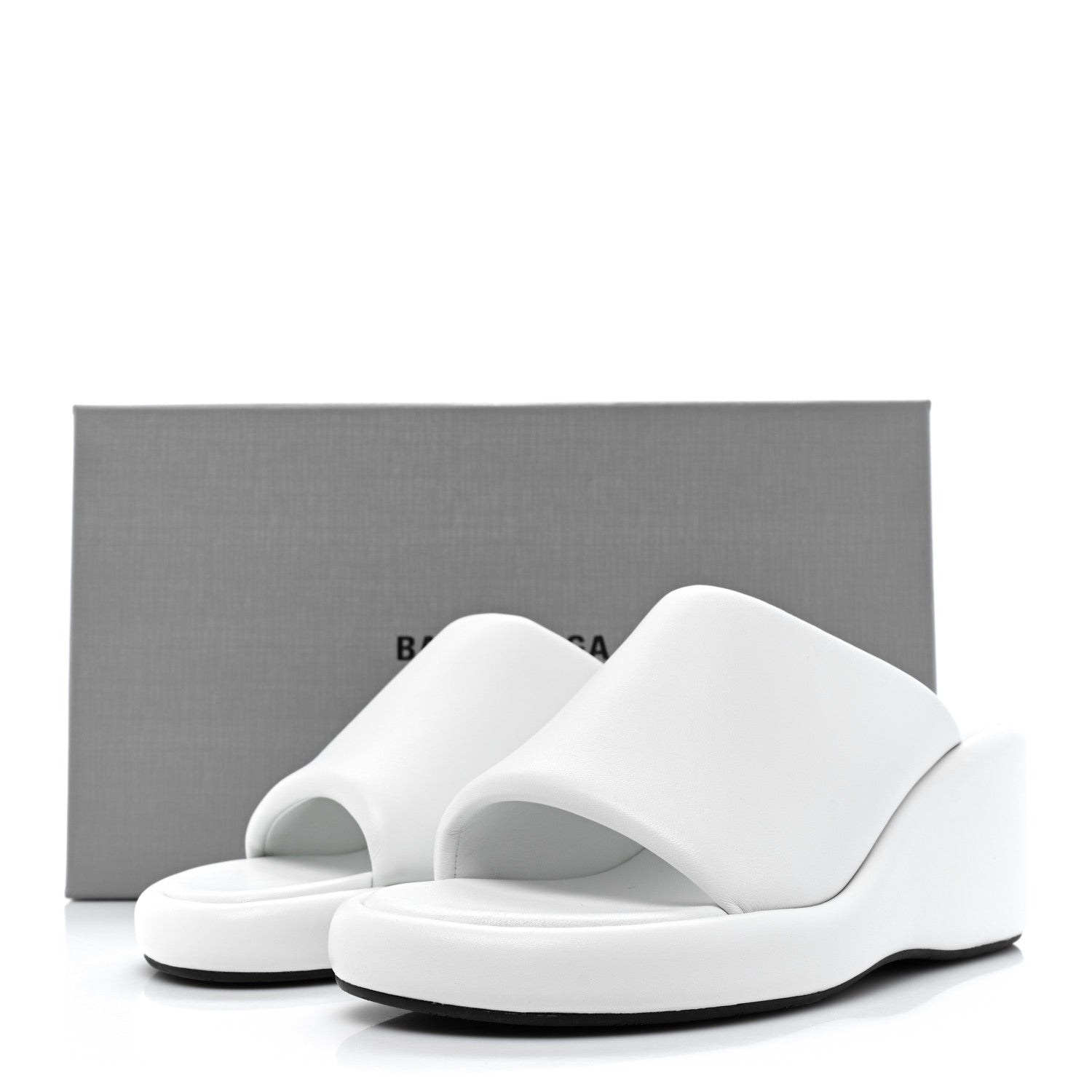 Balenciaga Smooth Nappa Logo Rise Wedge Sandals 39 White Black 10 of 10