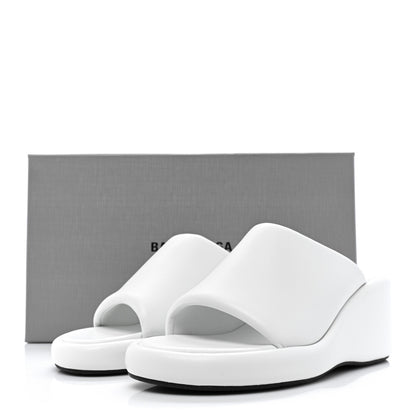 Balenciaga Smooth Nappa Logo Rise Wedge Sandals 39 White Black 10 of 10