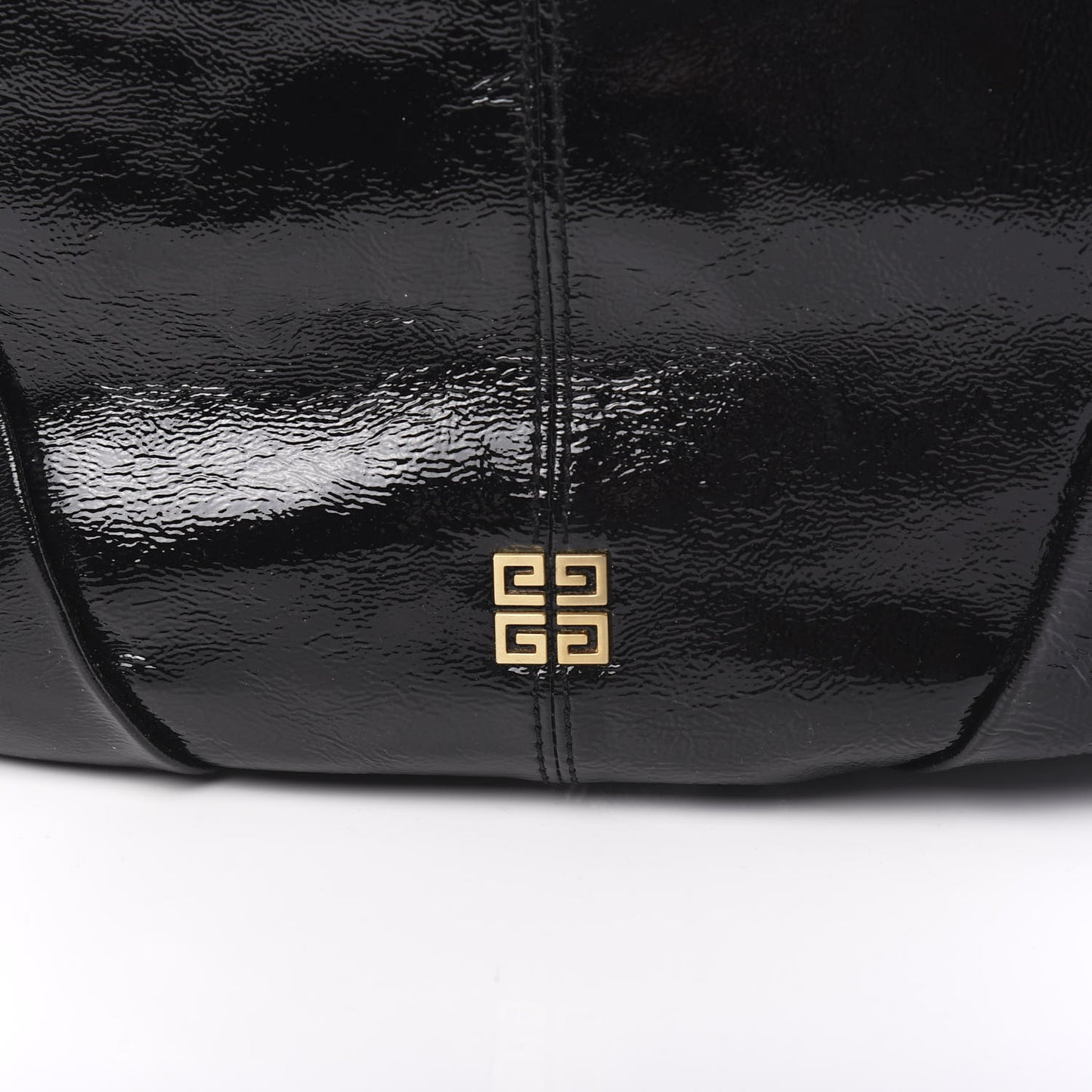 Crinkled Patent Hobo Black