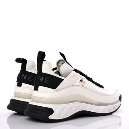 Chanel Velvet Calfskin Mixed Fibers CC Sneakers 39.5 Ivory Black 4 of 14