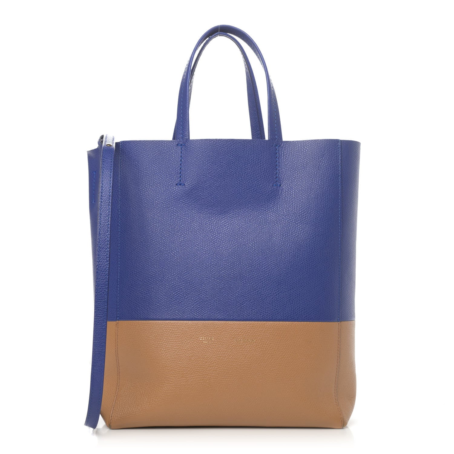 Celine Grained Calfskin Vertical Bi-Cabas Indigo Camel 1 of 4