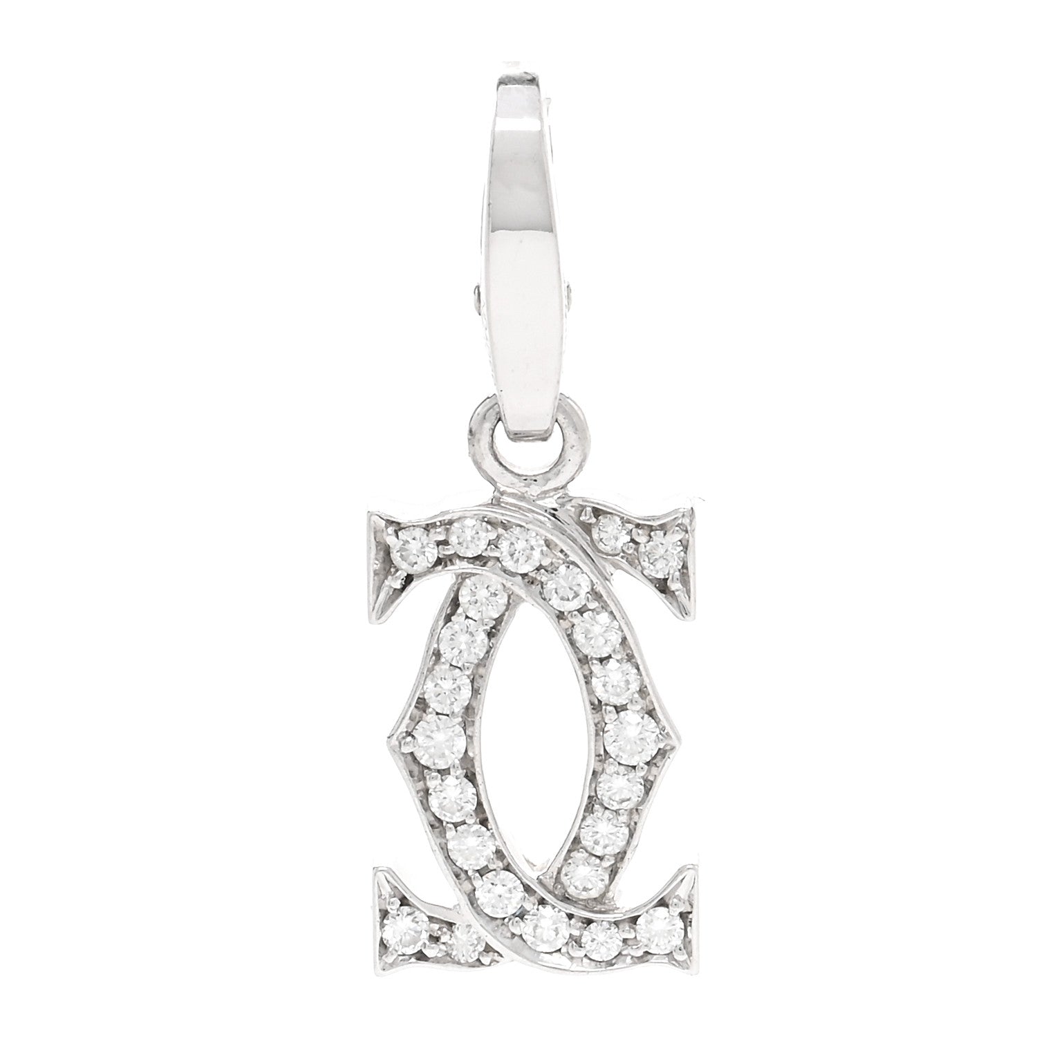 Cartier 18K White Gold Diamond Logo Charm 1 of 3