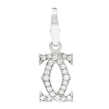 Cartier 18K White Gold Diamond Logo Charm 1 of 3