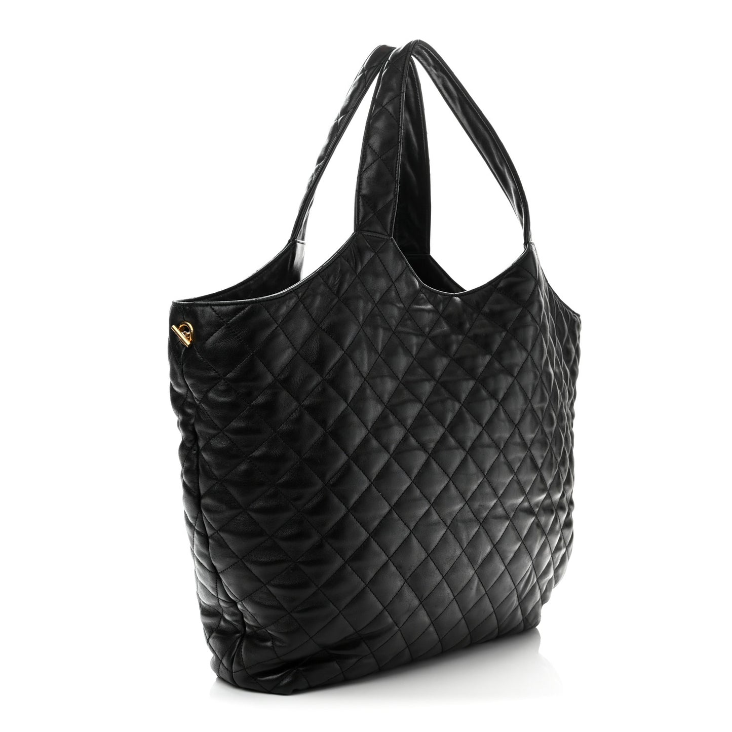 Lambskin Quilted Maxi Icare Shopping Tote Black
