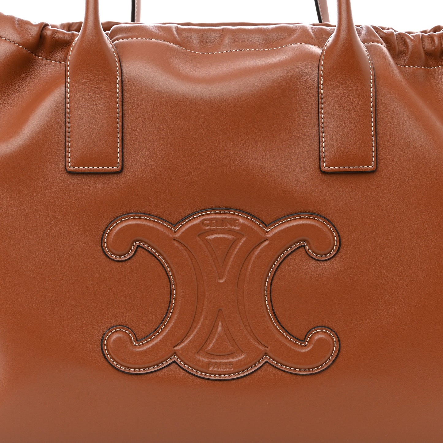 Smooth Calfskin Cuir Triomphe Cabas Drawstring Tan