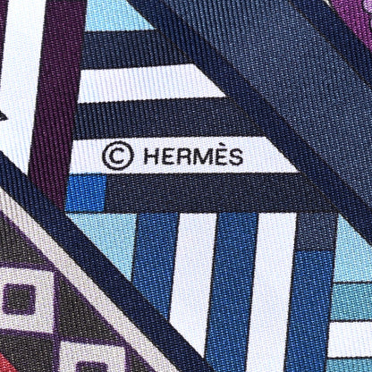 Hermes Silk Colliers De Chiens Maxi Twilly Cobalt Vert Prune 3 of 4