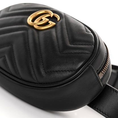 Gucci Calfskin Matelasse GG Marmont Belt Bag 85 34 Black 10 of 11