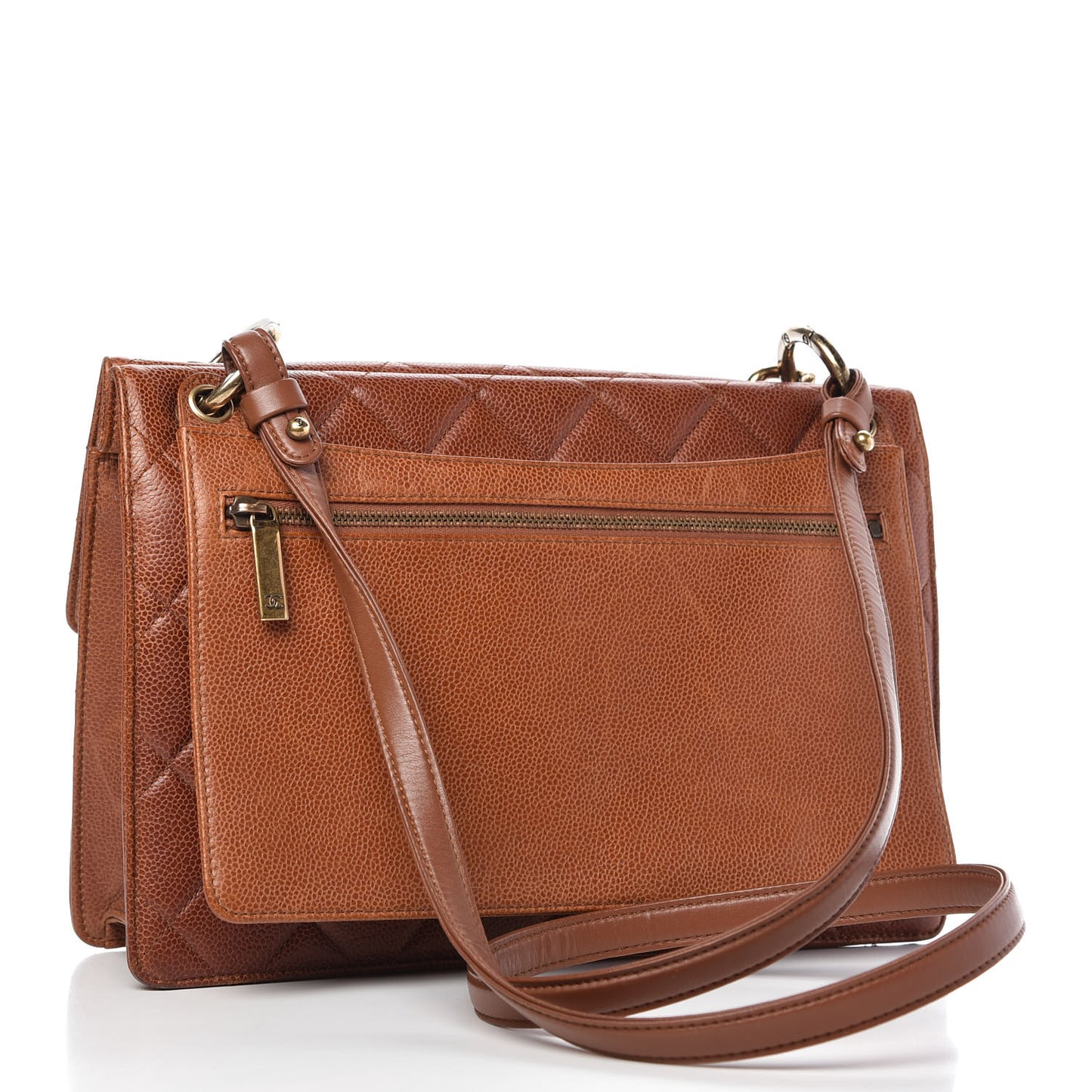 Caviar Quilted Large Retro Class Flap Brown