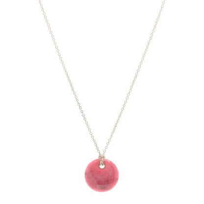 Tiffany Sterling Silver Rhodonite Elsa Peretti Disc Necklace 1 of 3