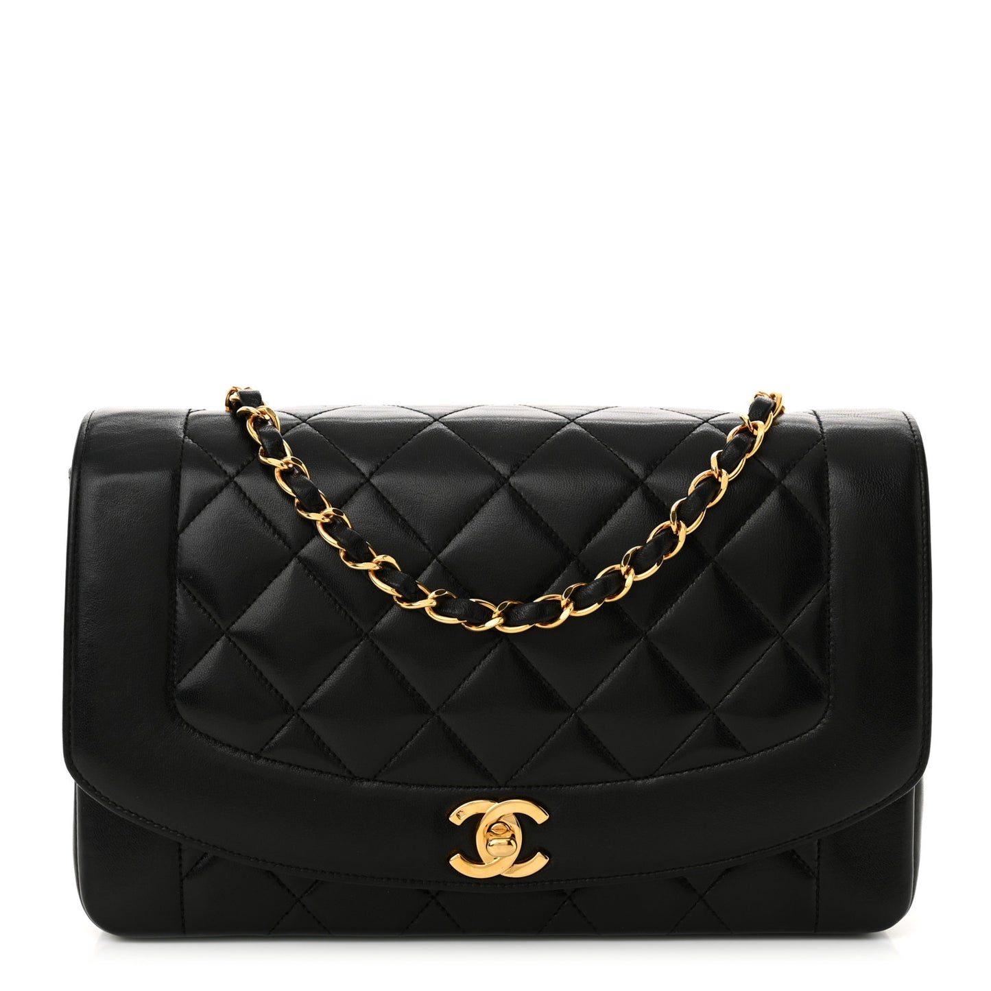 Lambskin Quilted Medium Single Flap Black