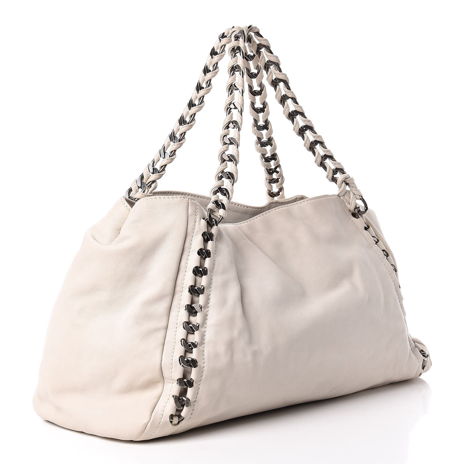 Chanel Calfskin Large East West Modern Chain Tote White 3 of 15