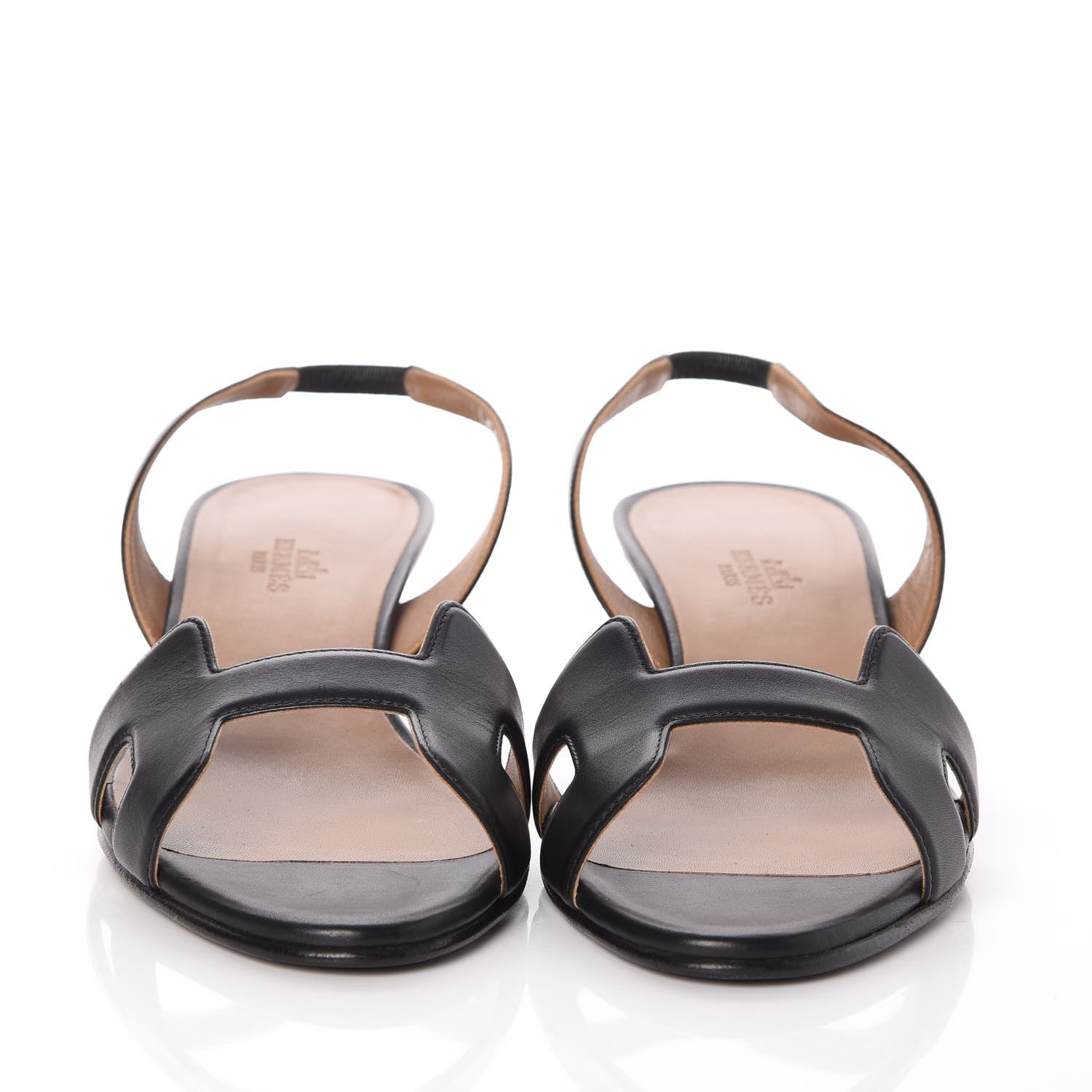 Hermes Calfskin Ottomane Slingback Sandals 39 Black 2 of 8