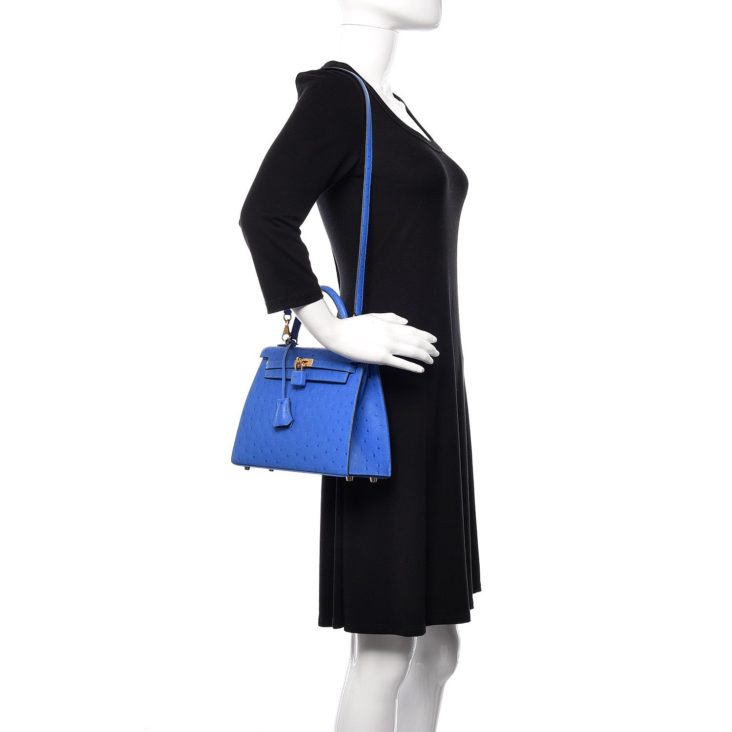 Hermes Ostrich Kelly Sellier 25 Bleuet 2 of 40