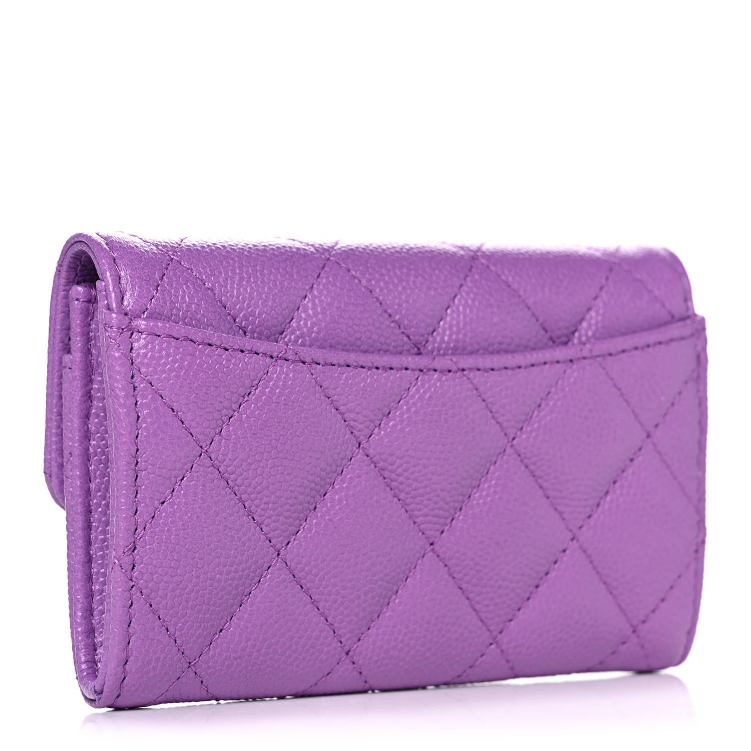 Chanel Caviar Quilted Flap Card Holder Wallet Purple 3 of 14