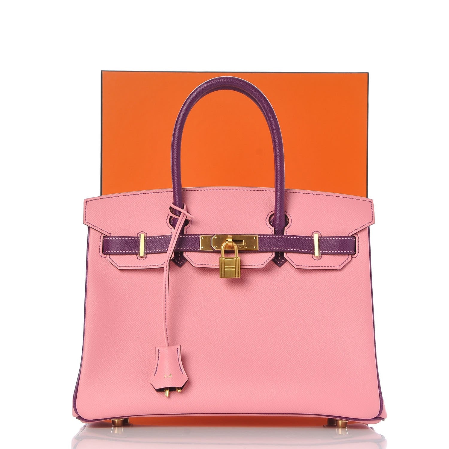 Hermes Epsom Horseshoe Bi Color Birkin 30 Rose Confetti Anemone 31 of 35