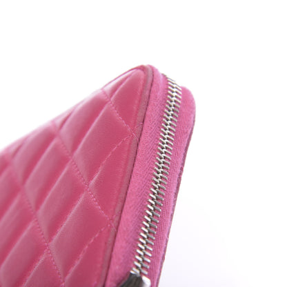 Chanel Lambskin Quilted Large Gusset Zip Around Wallet Pink 9 of 15