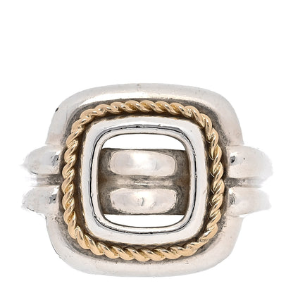 Tiffany Sterling Silver 18K Yellow Gold Square Twisted Rope Ring 52 6 1 of 5