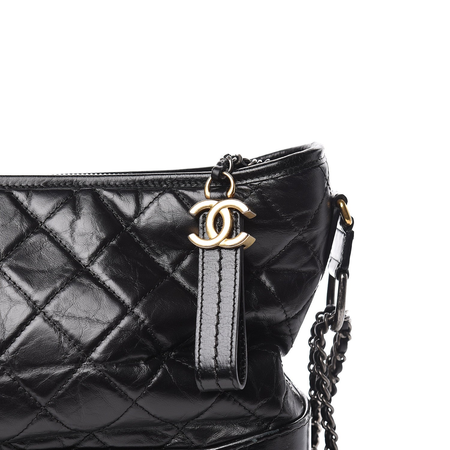 Chanel Aged Calfskin Quilted Medium Gabrielle Hobo Black 8 of 17