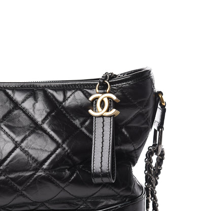 Chanel Aged Calfskin Quilted Medium Gabrielle Hobo Black 8 of 17