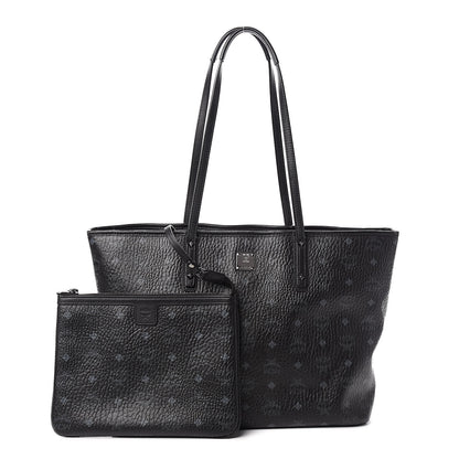 MCM Visetos Medium Anya Zip Top Shopper Tote Black 1 of 15