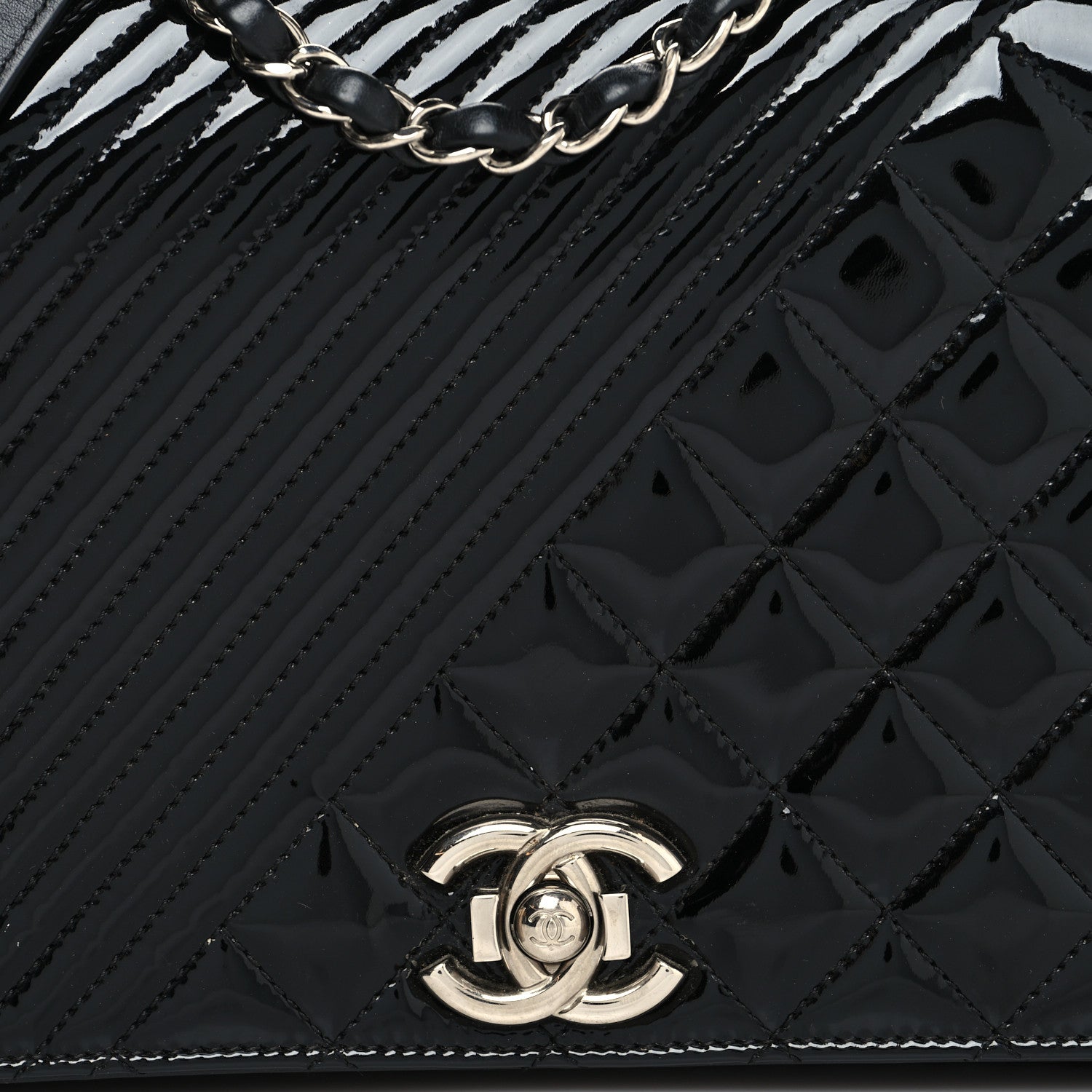 Chanel Patent Quilted Medium Coco Boy Flap Black 8 of 10