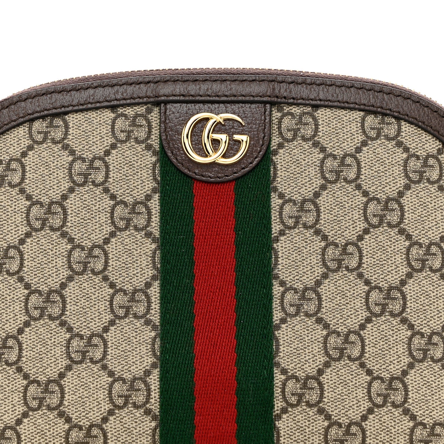 Gucci GG Supreme Monogram Textured Calfskin Web Large Ophidia Cosmetic Case Beige Ebony New Acero 7 of 7