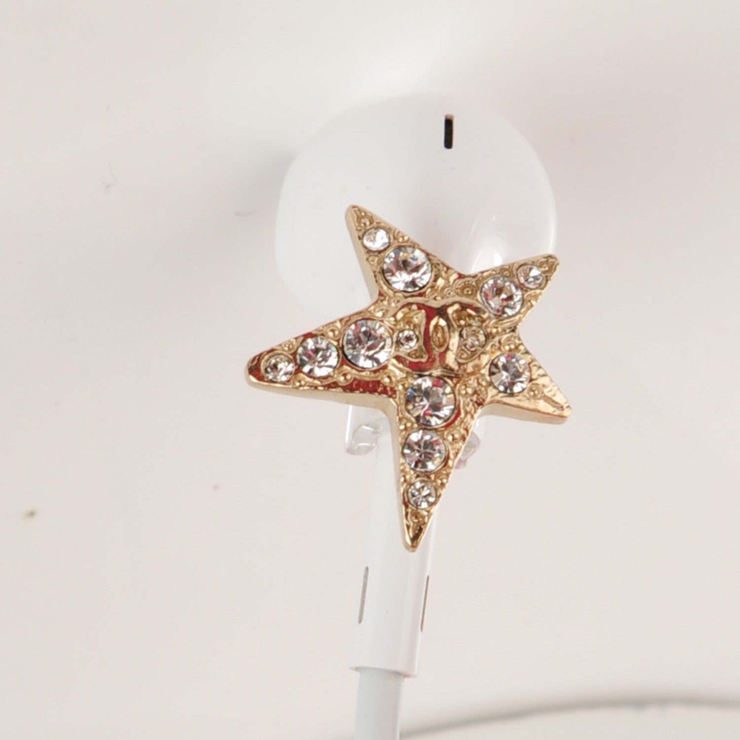 Chanel Swarovski Crystal CC Star Earphone Charms Gold 6 of 8