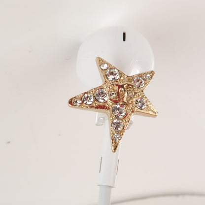 Chanel Swarovski Crystal CC Star Earphone Charms Gold 6 of 8