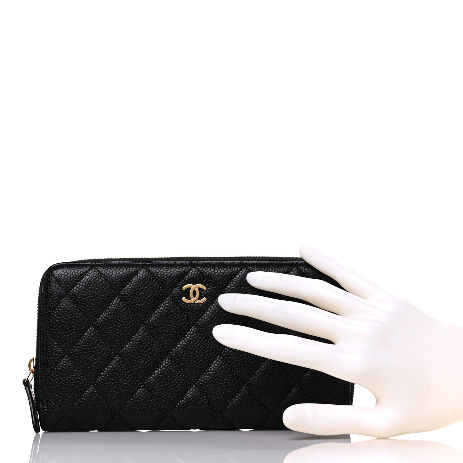 Chanel Caviar Quilted Large Gusset Zip Around Wallet Black 2 of 9