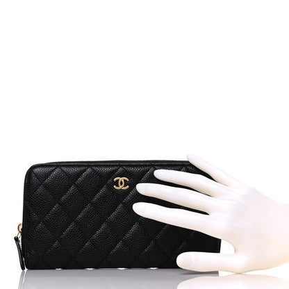 Chanel Caviar Quilted Large Gusset Zip Around Wallet Black 2 of 9
