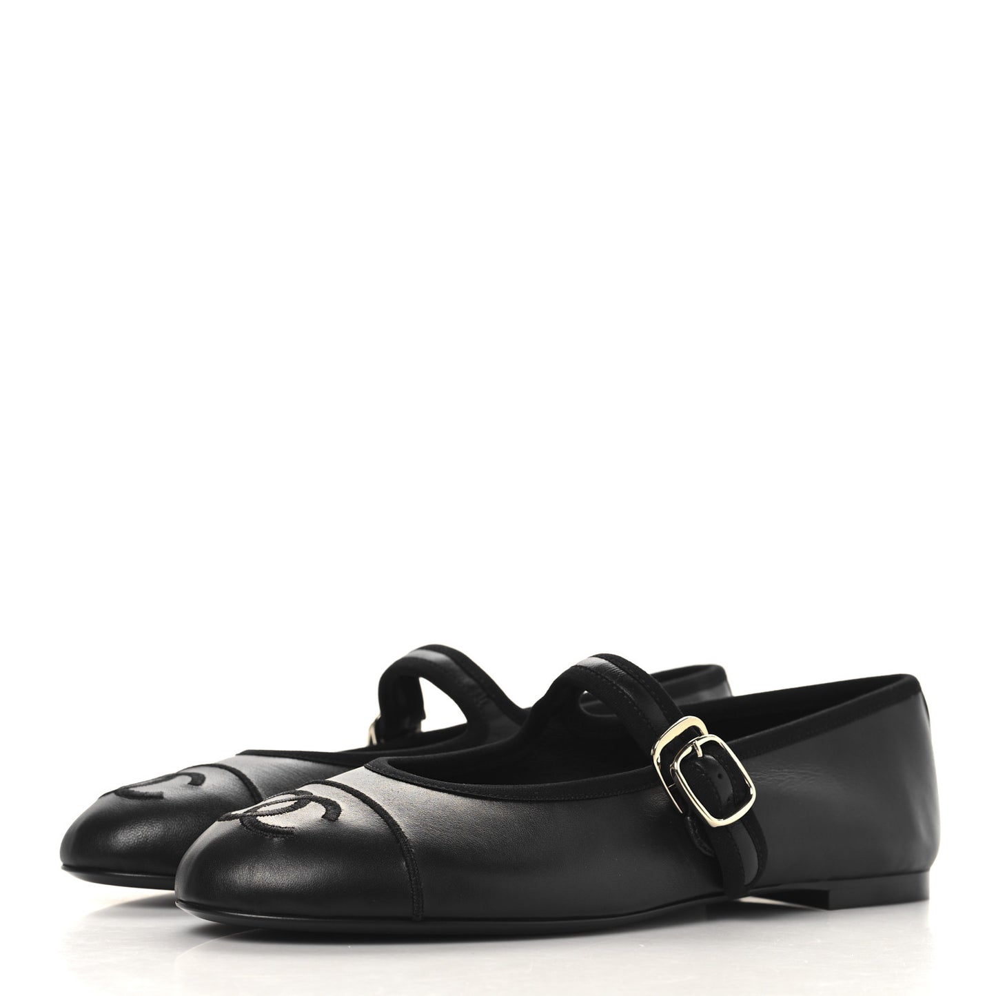 Lambskin Mary Jane Flats 38 Black