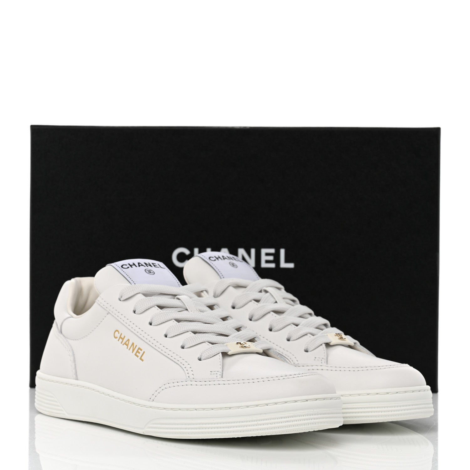 Chanel Calfskin Womens CC Logo Sneakers 40 White 10 of 10