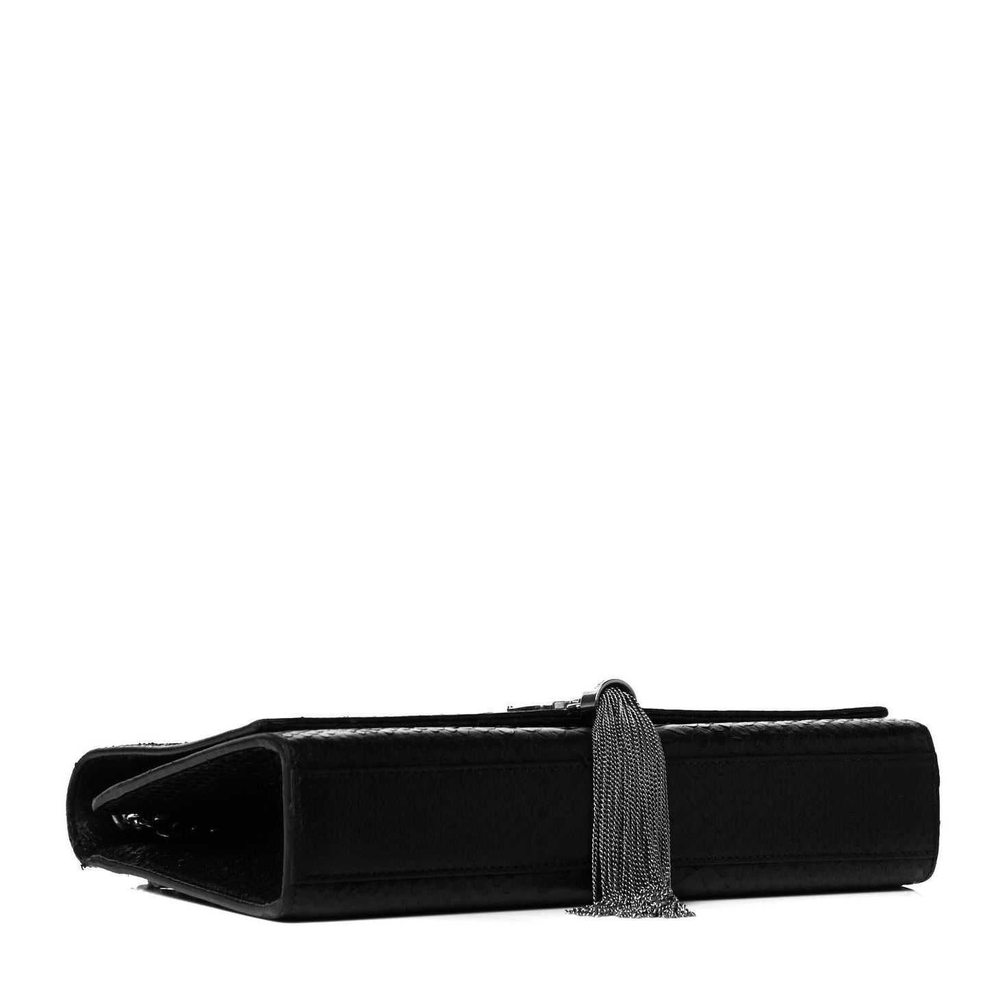 Snakeskin Medium Classic Monogram Kate Tassel Satchel Black