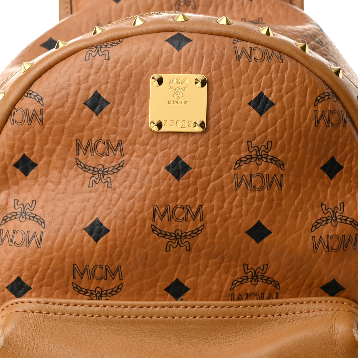 Visetos Studded Small Stark M Logo Collection Backpack Cognac