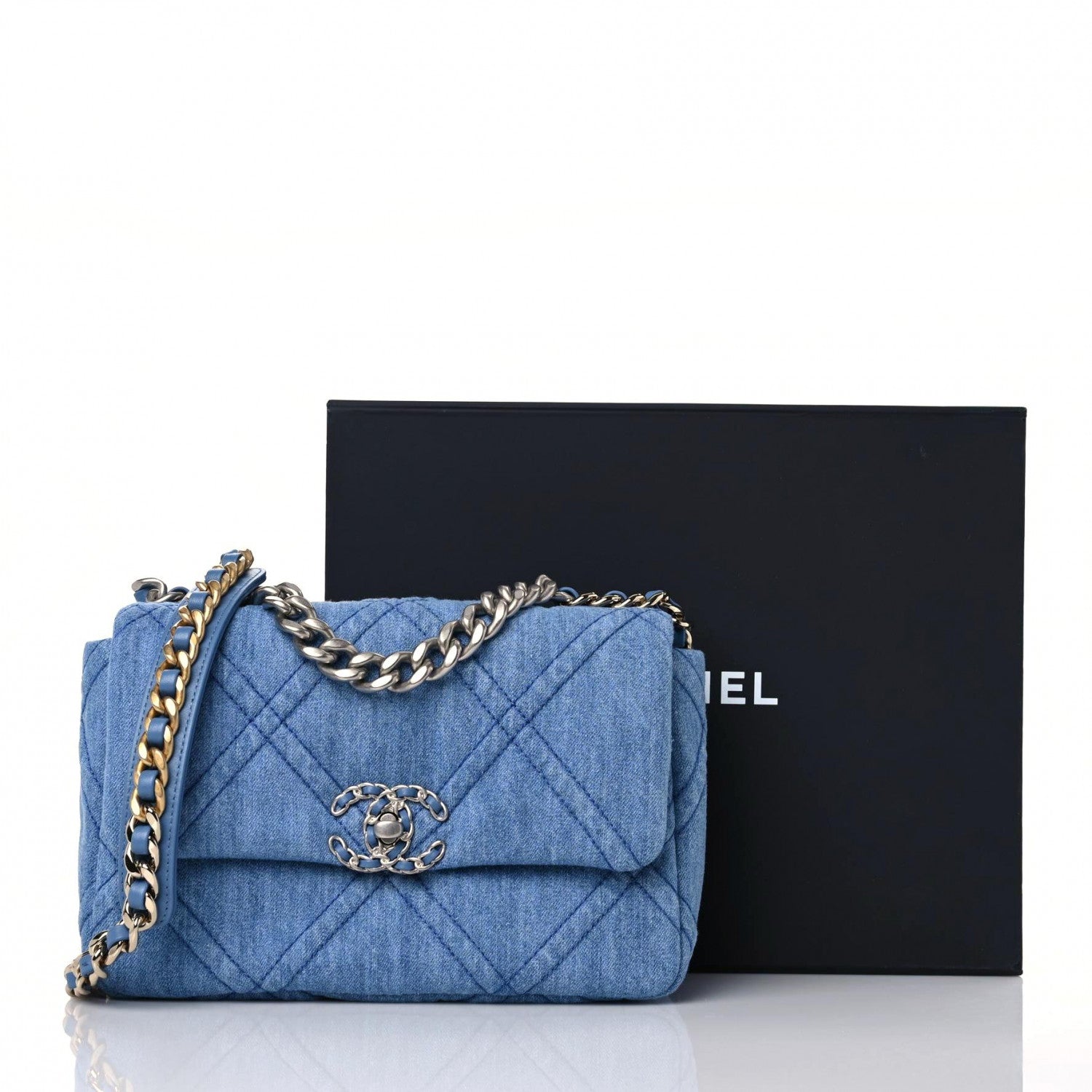 Chanel Denim Quilted Medium Chanel 19 Flap Blue 9 of 9