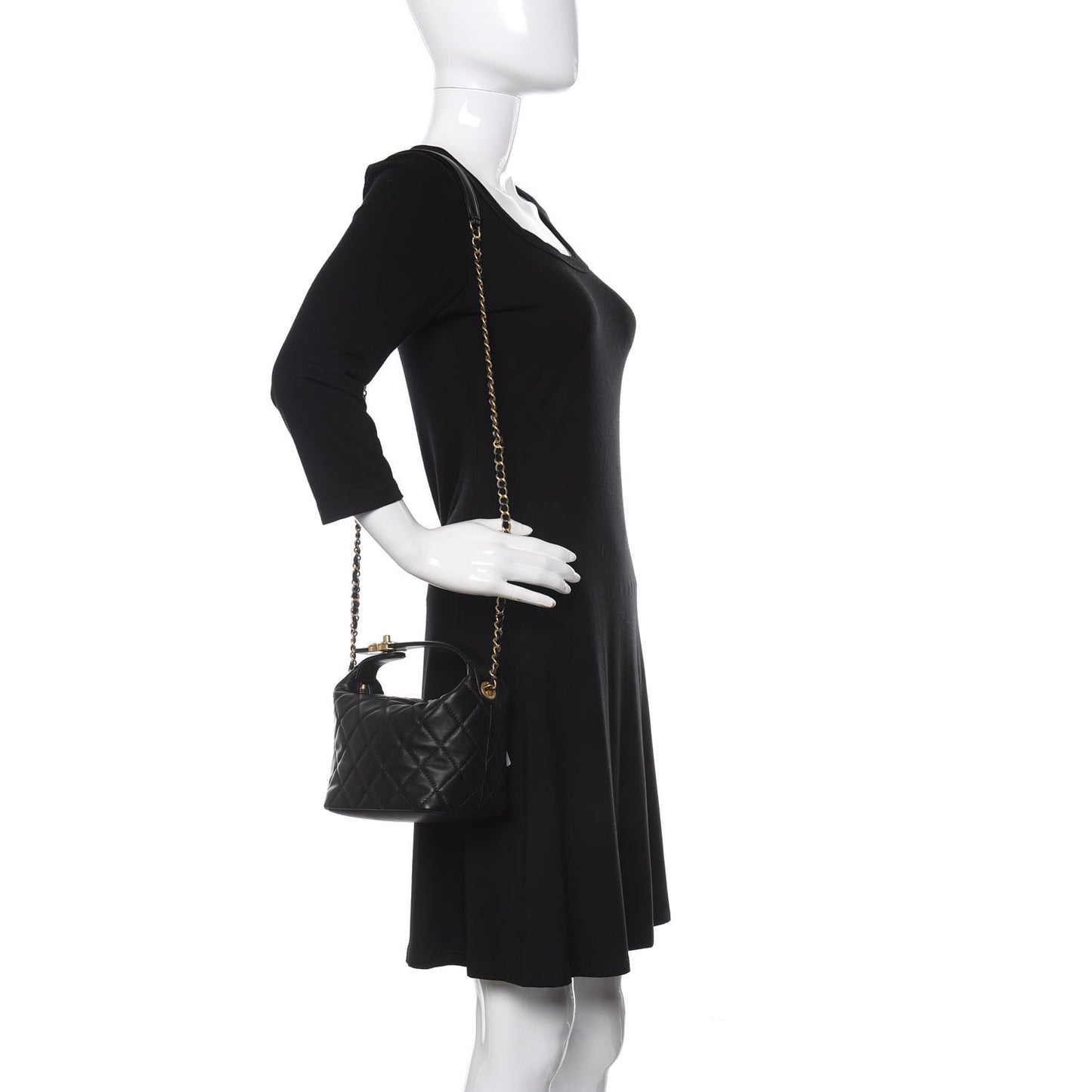 Lambskin Quilted Small Perfect Meeting Hobo Black
