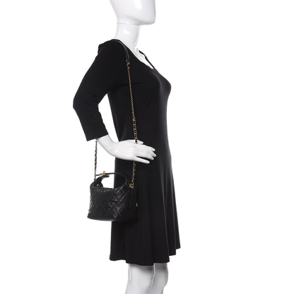Chanel Lambskin Quilted Small Perfect Meeting Hobo Black 2 of 10
