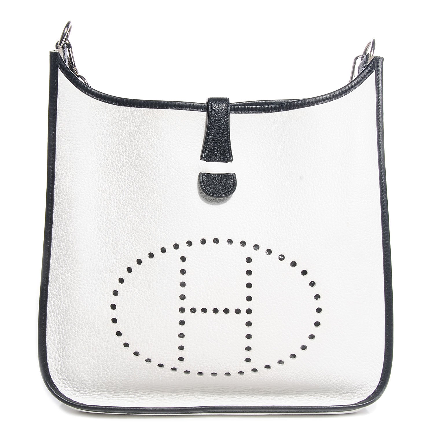 Hermes Taurillon Clemence Evelyne GM Blanc Noir 1 of 17