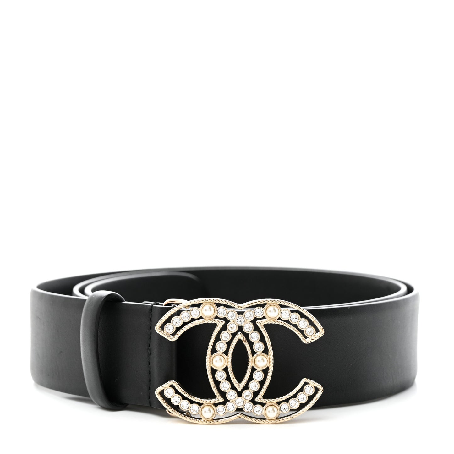 Pearl Crystal Sparkling Pearls CC Belt 90 36 Black