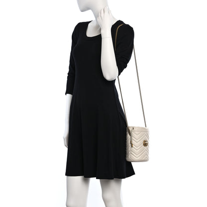 Gucci Calfskin Matelasse Mini GG Marmont 2.0 Bucket Bag White 2 of 13