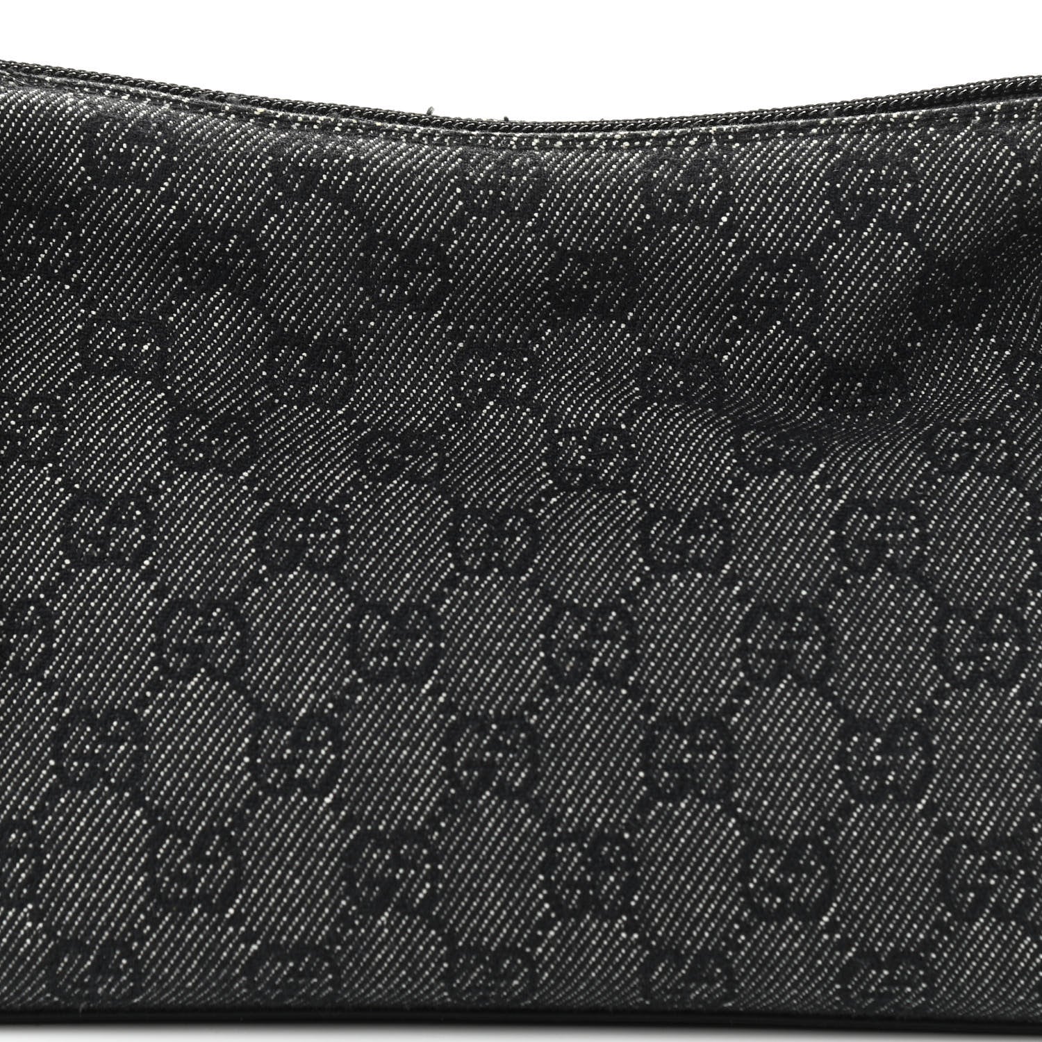 Gucci Denim Monogram GG Signature Shoulder Bag Black 8 of 11
