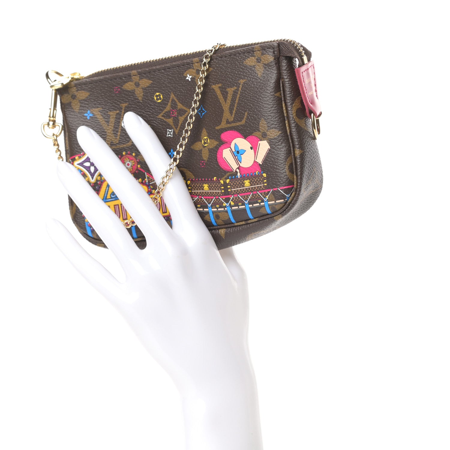 Louis Vuitton Monogram 2020 Christmas Animation Roller Coaster Mini Pochette Accessories Pivoine 2 of 7